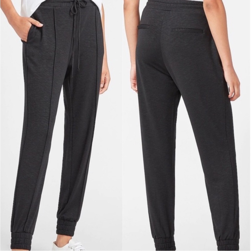 Express black Jogger Pants with light feathered lines.